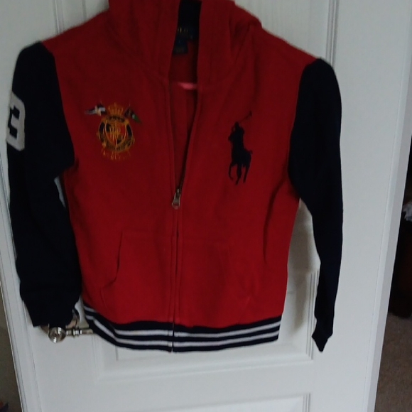 Polo by Ralph Lauren Red and Black Quarter-Zip Sweatshirt - Picture 1 of 1